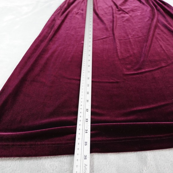 Vintage Womens Y2K Purple Velvet Midi Skirt L Holiday Party Whimsigoth Stretch - Picture 5 of 11